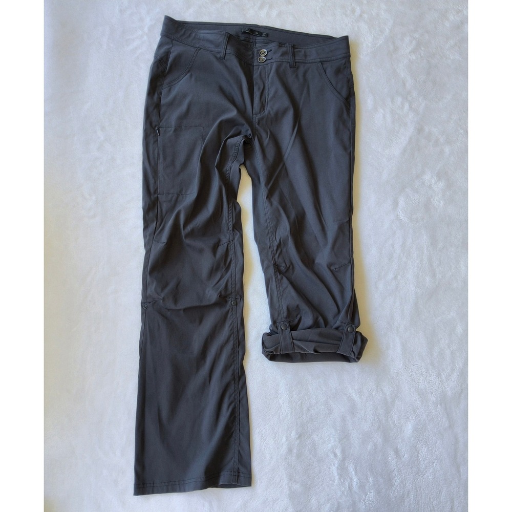 Prana Halle Pants Women 14 Gray Roll Up Straight Leg Hiking Outdoor Stretch Zion - Picture 4 of 11